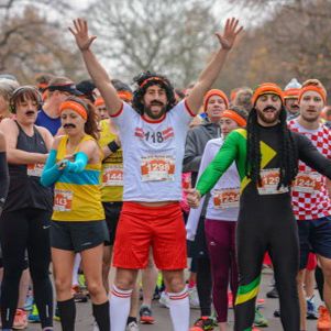 Photo of Movember supporters at a charity run.